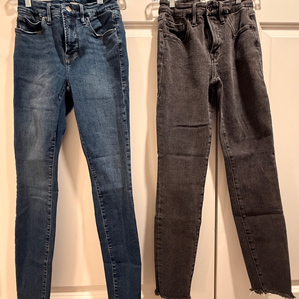 Good American Blue and Washed black